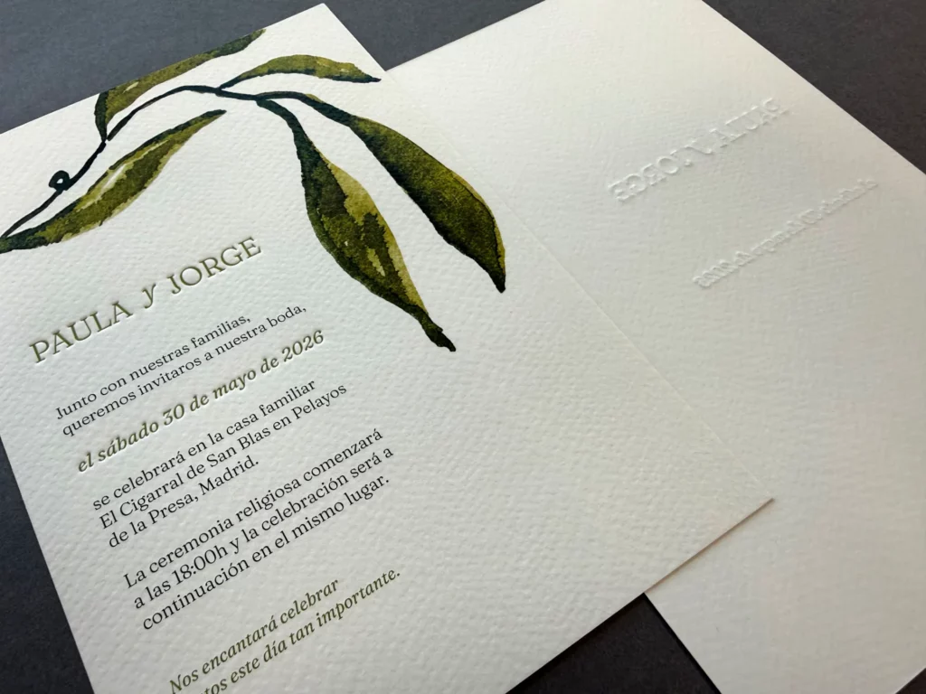 Invitación de boda con golpe en seco