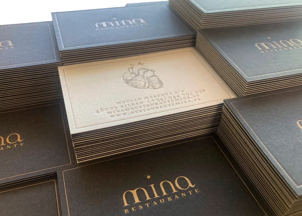 Tarjetas con letterpress y contracolado