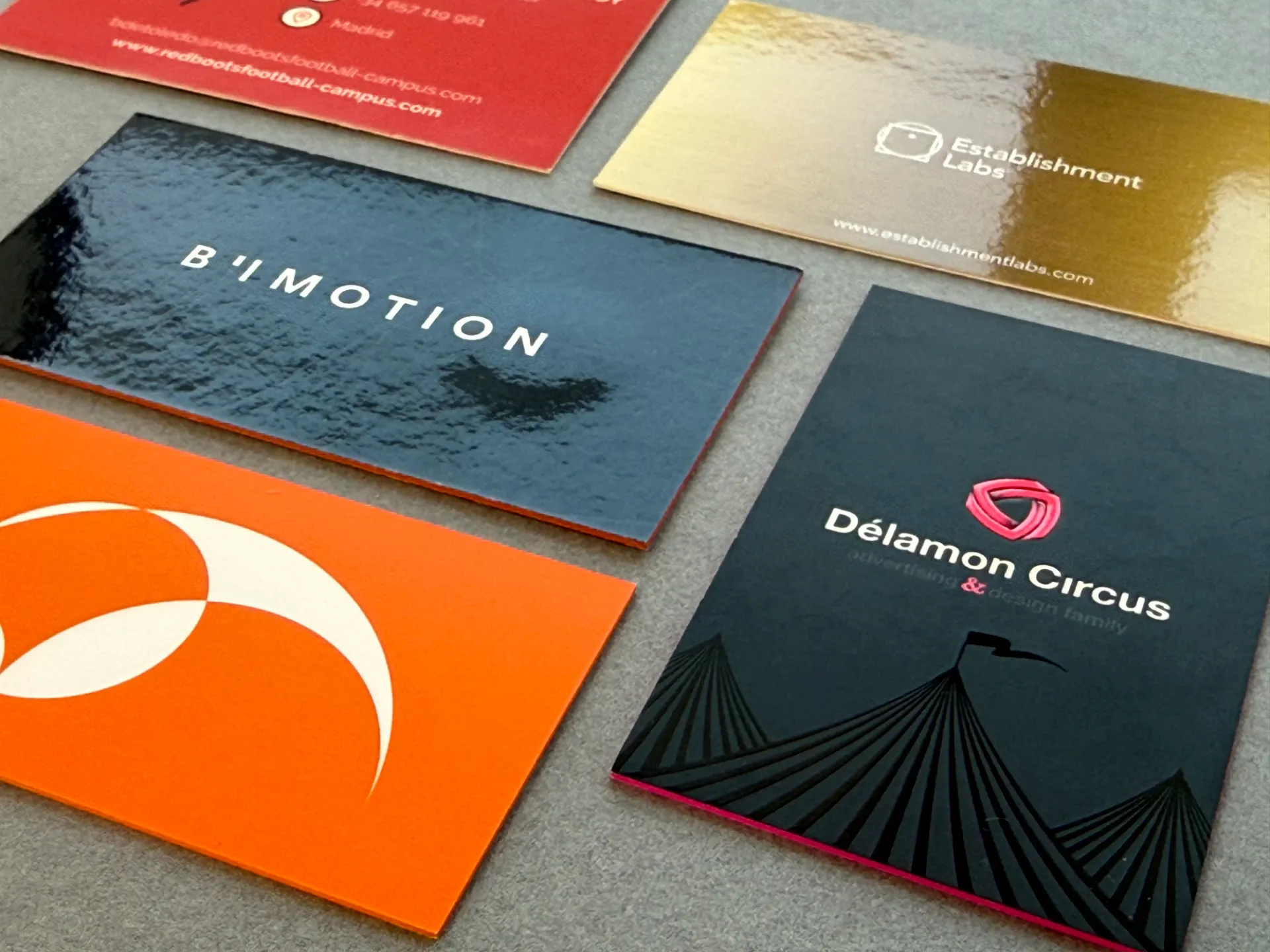 Tarjetas de visita de colores plastificadas